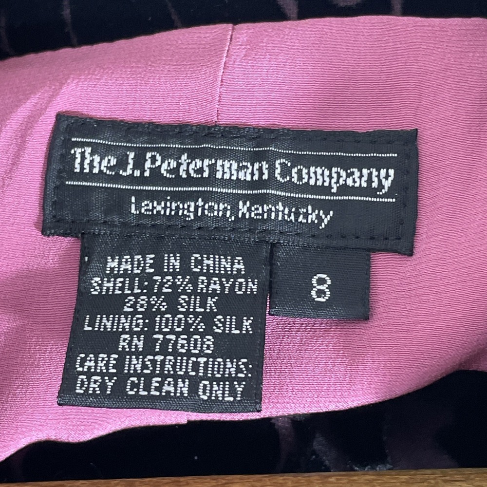 The J Peterman Company Jacket‎ Vest Womens Size 8 Black Velour Rayon Silk Floral - Picture 6 of 8